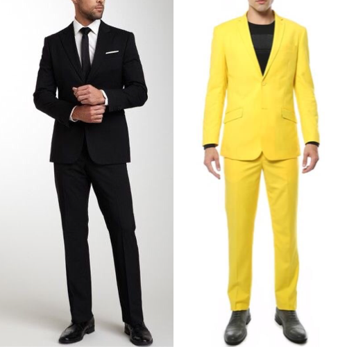 Black and yellow suits, color can bring different feelings.